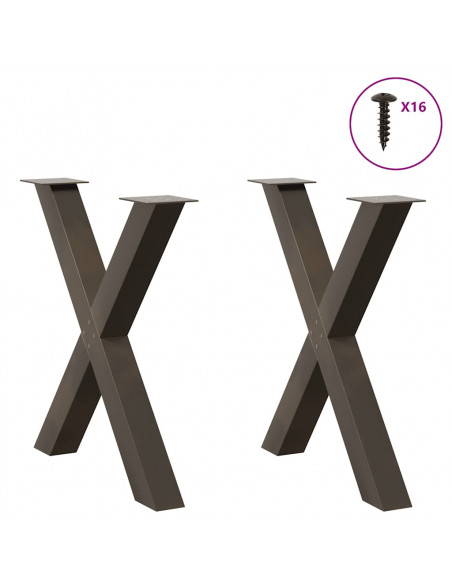 Gambe Tavolo Pranzo a X 2 pz Naturale 70x(72-73) cm Acciaio