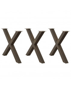 Gambe Tavolo Pranzo a X 3 pz Naturale 90x(72-73) cm Acciaio