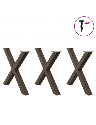 Gambe Tavolo Pranzo a X 3 pz Naturale 90x(72-73) cm Acciaio
