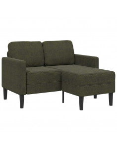 Divano 2 Posti con Chaise a L Verde Militare 125 cm Similpelle