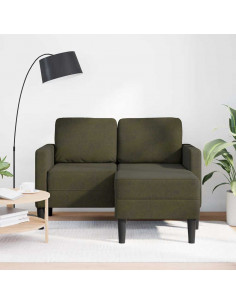 Divano 2 Posti con Chaise a L Verde Militare 125 cm Similpelle 2