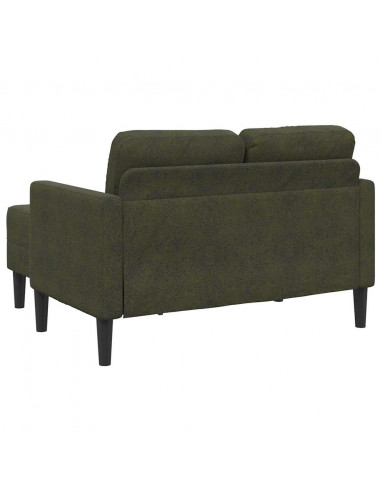 Divano 2 Posti con Chaise a L Verde Militare 125 cm Similpelle