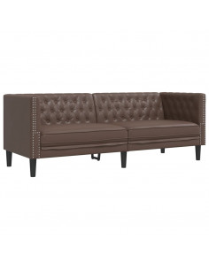 Divano Chesterfield a 3 Posti Marrone in Similpelle