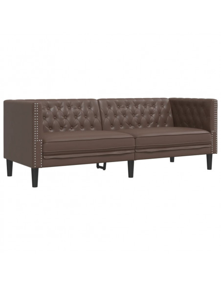 Divano Chesterfield a 3 Posti Marrone in Similpelle