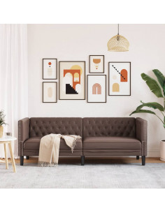 Divano Chesterfield a 3 Posti Marrone in Similpelle 2