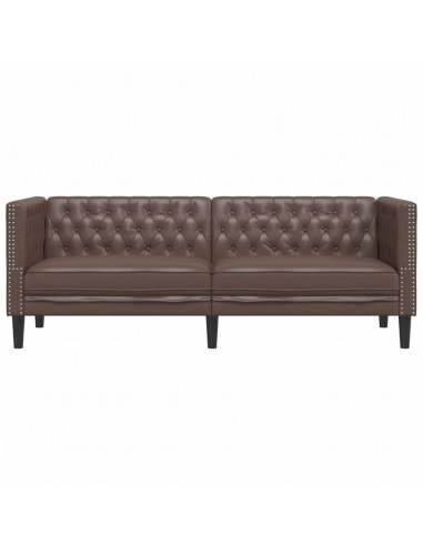 Divano Chesterfield a 3 Posti Marrone in Similpelle