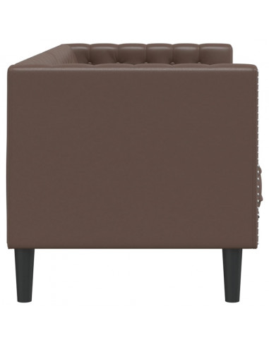 Divano Chesterfield a 3 Posti Marrone in Similpelle