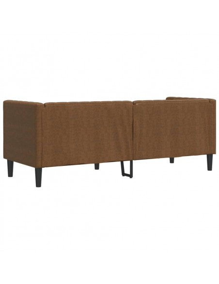 Divano Chesterfield a 3 Posti Marrone in Similpelle Scamosciata