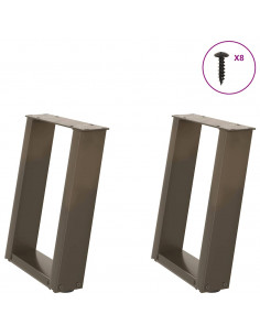 Gambe Tavolino Caffè a U 2 pz 28x(42-43) cm Acciaio