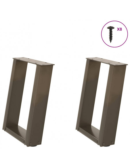 Gambe Tavolino Caffè a U 2 pz 28x(42-43) cm Acciaio