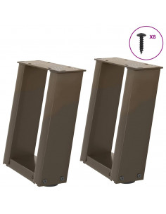 Gambe Tavolino Caffè a U 2 pz 30x(30-31)cm in Acciaio