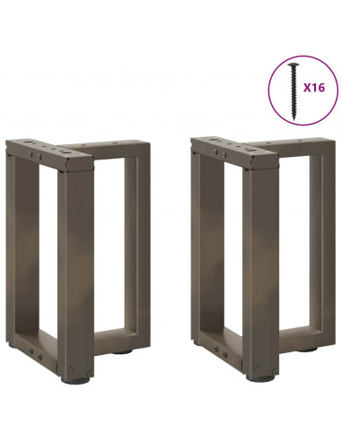 Gambe Tavolino Caffè a T 2 pz Naturale 28x25x(42-43) cm Acciaio