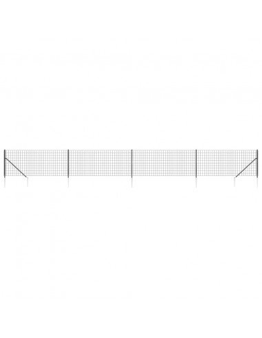 Recinzione Metallica con Picchetti Ancoraggio Antracite 1,1x10m