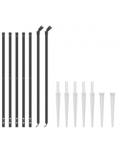 Recinzione Metallica con Picchetti Ancoraggio Antracite 1,1x10m