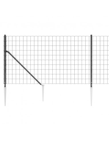 Recinzione Metallica con Picchetti Ancoraggio Antracite 1,1x10m