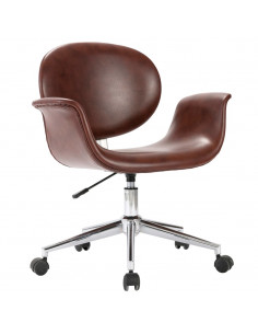 Sedia da Ufficio Girevole Marrone in Similpelle