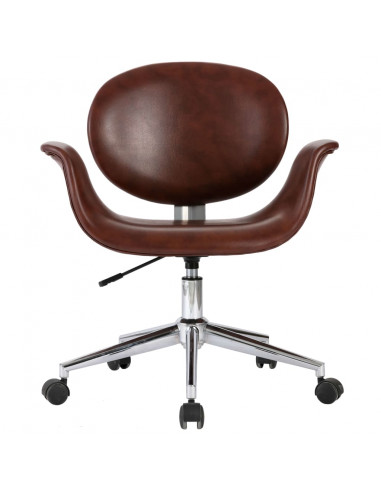 Sedia da Ufficio Girevole Marrone in Similpelle