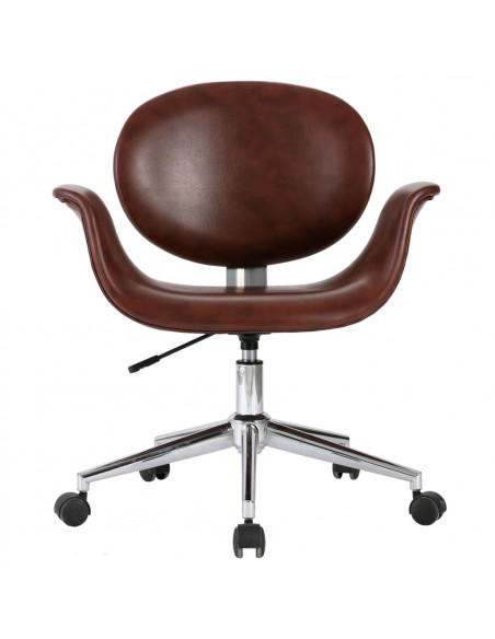 Sedia da Ufficio Girevole Marrone in Similpelle