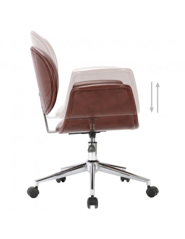 Sedia da Ufficio Girevole Marrone in Similpelle