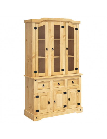Credenza Corona Marrone 112x43x196cm in Legno di Pino Messicano