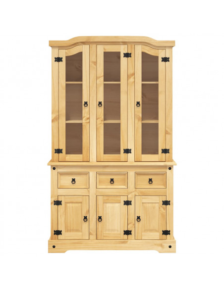 Credenza Corona Marrone 112x43x196cm in Legno di Pino Messicano