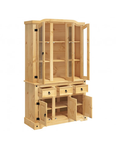 Credenza Corona Marrone 112x43x196cm in Legno di Pino Messicano