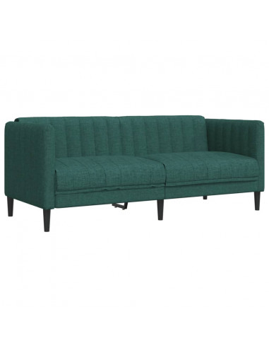 Set di Divani 3 pz Verde Scuro in Tessuto