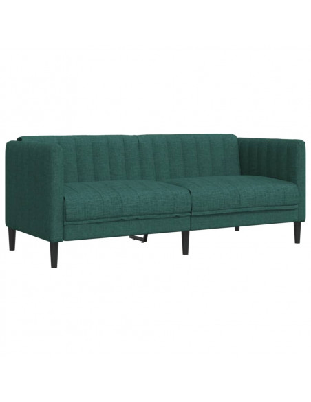 Set di Divani 3 pz Verde Scuro in Tessuto