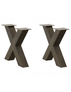 Gambe Tavolino Caffè a X 2 pz Naturale 60x(42-43) cm Acciaio