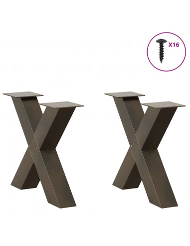 Gambe Tavolino Caffè a X 2 pz Naturale 60x(42-43) cm Acciaio