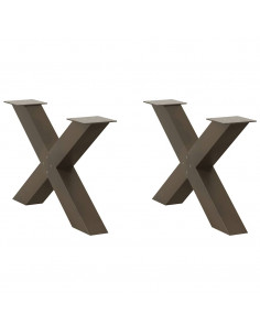 Gambe Tavolino Caffè a X 2 pz Naturale 70x(42-43) cm Acciaio