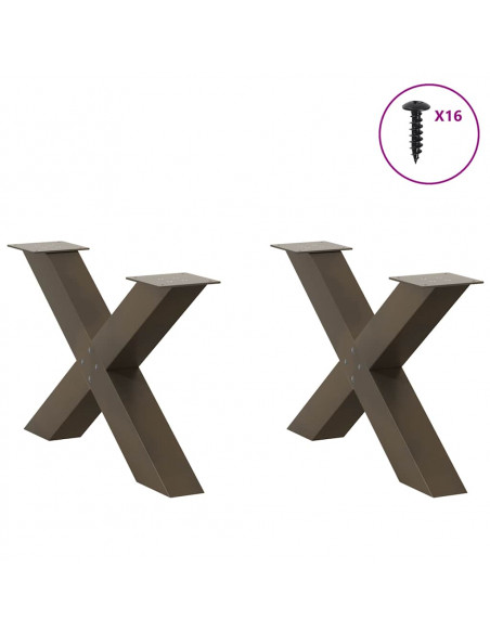 Gambe Tavolino Caffè a X 2 pz Naturale 70x(42-43) cm Acciaio