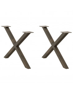 Gambe Tavolino Caffè a X 2 pz Naturale 70x(42-43) cm Acciaio