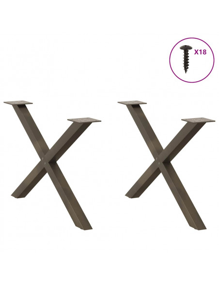 Gambe Tavolino Caffè a X 2 pz Naturale 70x(42-43) cm Acciaio