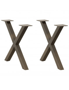 Gambe Tavolino Caffè a X 2 pz Naturale 60x(42-43) cm Acciaio