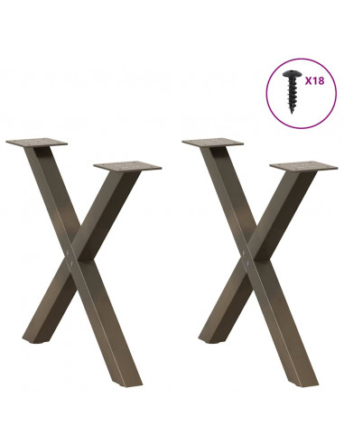 Gambe Tavolino Caffè a X 2 pz Naturale 60x(42-43) cm Acciaio