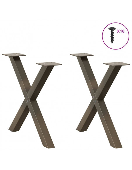 Gambe Tavolino Caffè a X 2 pz Naturale 60x(42-43) cm Acciaio