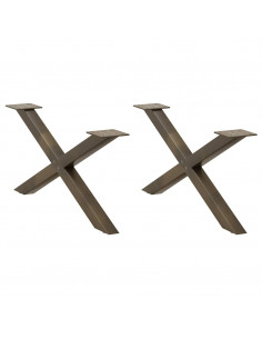 Gambe Tavolino Caffè a X 2 pz Naturale 70x(30-31) cm in Acciaio