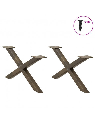 Gambe Tavolino Caffè a X 2 pz Naturale 70x(30-31) cm in Acciaio