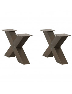 Gambe Tavolino da Caffè a X 2 pz Naturale 60x(30-31) cm in Acciaio