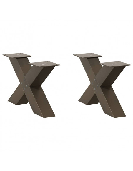 Gambe Tavolino da Caffè a X 2 pz Naturale 60x(30-31) cm in Acciaio