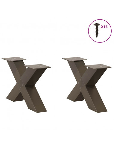 Gambe Tavolino da Caffè a X 2 pz Naturale 60x(30-31) cm in Acciaio