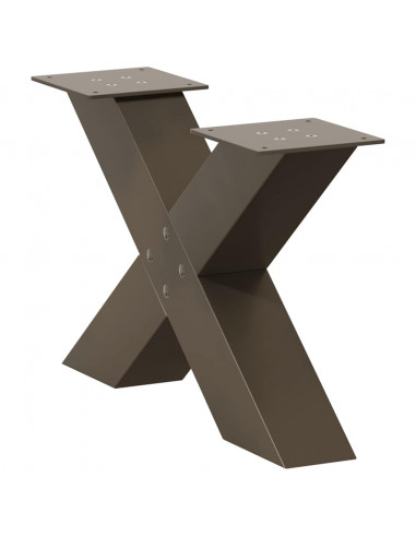 Gambe Tavolino da Caffè a X 2 pz Naturale 60x(30-31) cm in Acciaio