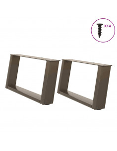 Gambe Tavolino Caffè a U 2 pz 60x(30-31)cm in Acciaio