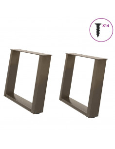 Gambe Tavolino Caffè a U 2 pz 60x(42-43) cm Acciaio