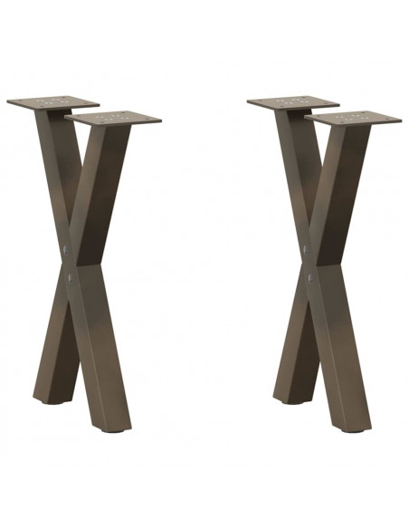 Gambe Tavolino Caffè a X 2 pz Naturale 28x(42-43) cm Acciaio
