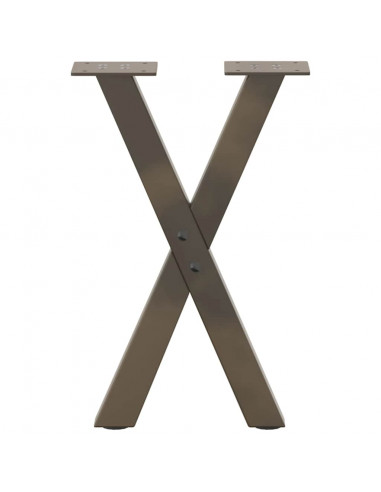 Gambe per Tavolino da Caffè a Forma di X 2 pz Acciaio Naturale 28x(42-43) cm Acciaio