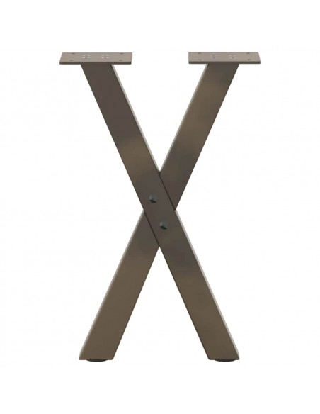 Gambe per Tavolino da Caffè a Forma di X 2 pz Acciaio Naturale 28x(42-43) cm Acciaio