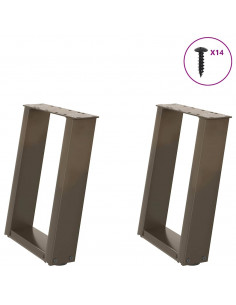 Gambe Tavolino Caffè a U 2 pz 38x(42-43) cm Acciaio