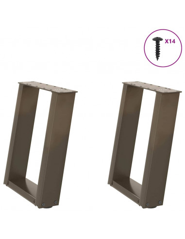 Gambe Tavolino Caffè a U 2 pz 38x(42-43) cm Acciaio